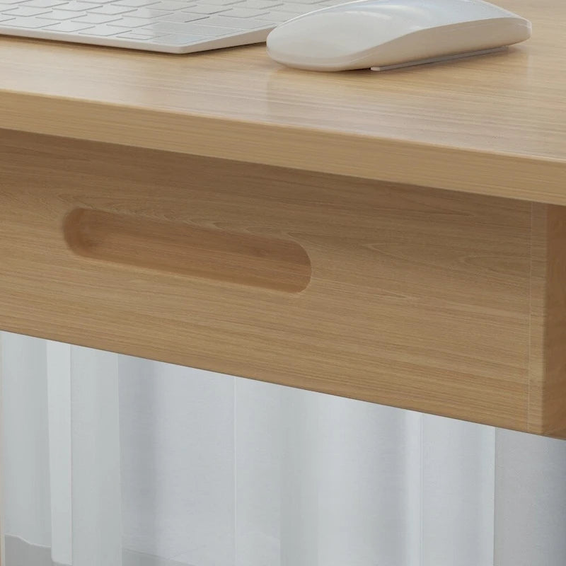 Modern Wood Finish Writing Desk with Dual Storage Drawers Yellow
