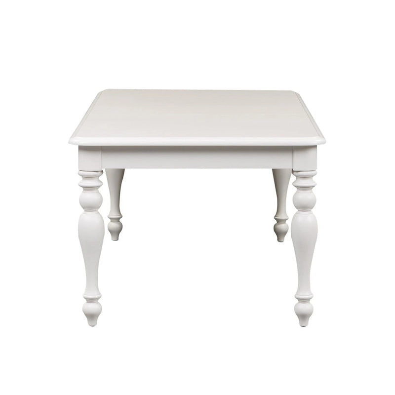 Oyster White Rectangular Dining Table with Turned Legs and Removable Leaf