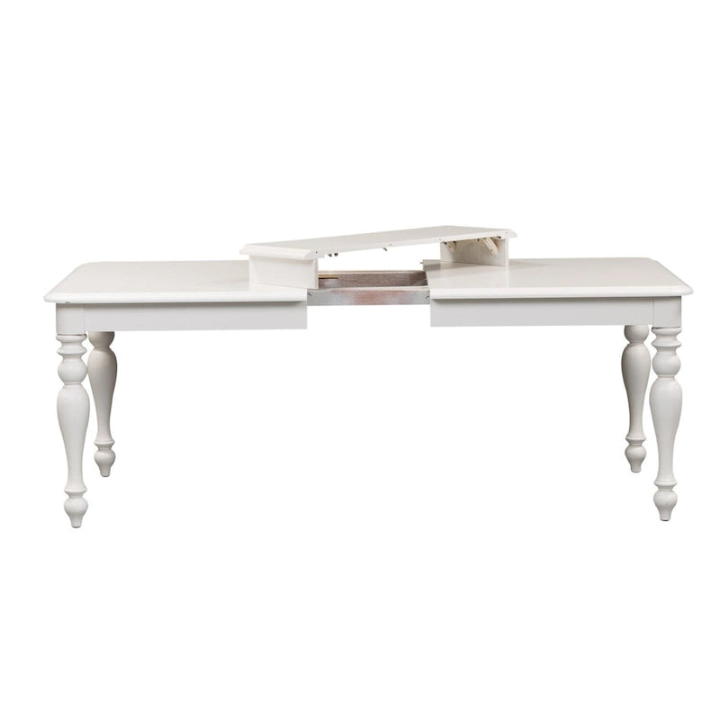 Oyster White Rectangular Dining Table with Turned Legs and Removable Leaf