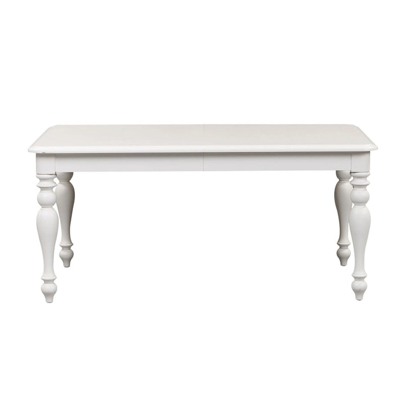 Oyster White Rectangular Dining Table with Turned Legs and Removable Leaf