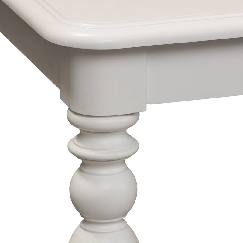 Oyster White Rectangular Dining Table with Turned Legs and Removable Leaf