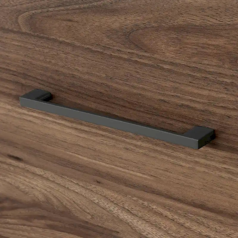 2-Drawer Nightstand with Natural Walnut Finish and Charcoal Metal Legs