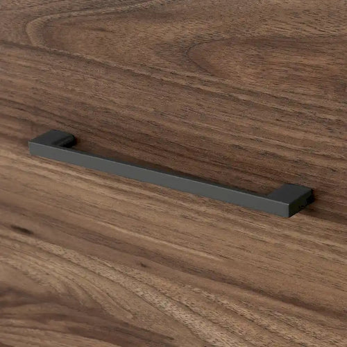 2-Drawer Nightstand with Natural Walnut Finish and Charcoal Metal Legs