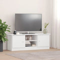 Solid Pine Wood TV Stand Cabinet with Storage Doors White Natural