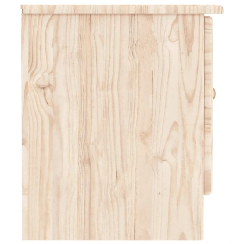Solid Pine Wood TV Stand Cabinet with Storage Doors White Natural