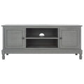 2-Door 1-Shelf Media Stand with Louvered Cabinet and Open Storage