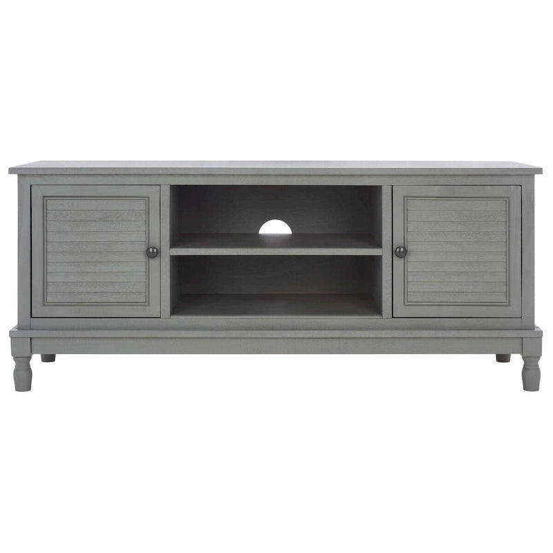 2-Door 1-Shelf Media Stand with Louvered Cabinet and Open Storage
