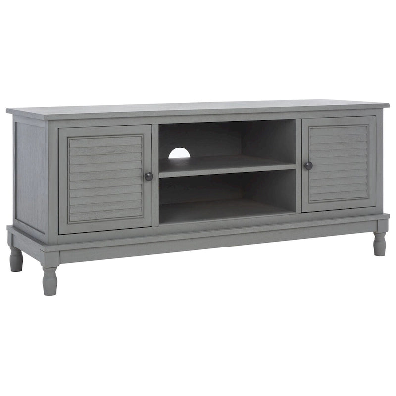 2-Door 1-Shelf Media Stand with Louvered Cabinet and Open Storage