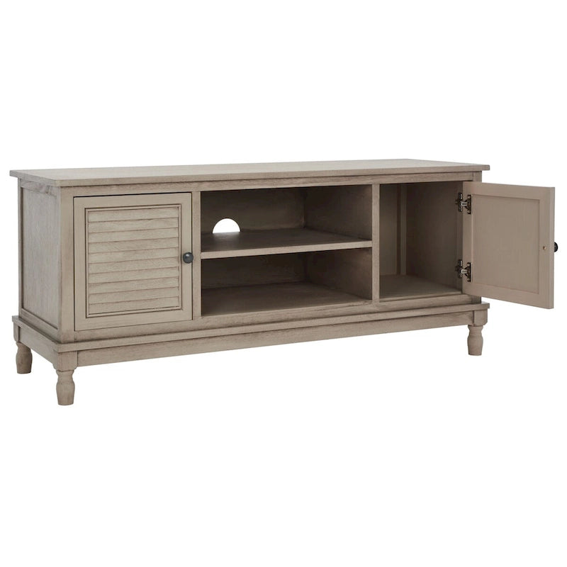 2-Door 1-Shelf Media Stand with Louvered Cabinet and Open Storage