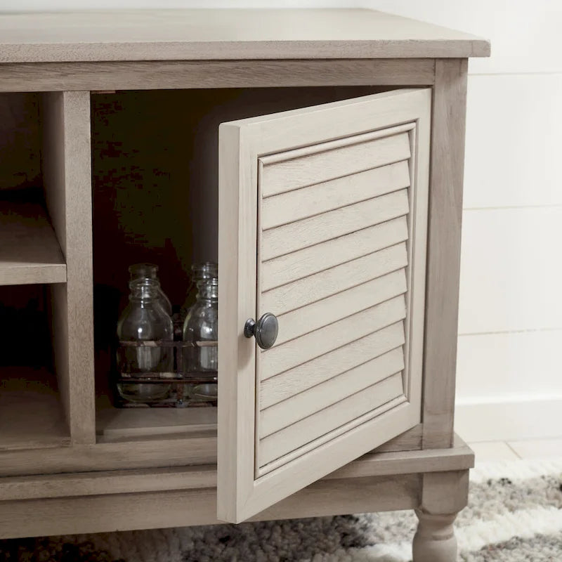 2-Door 1-Shelf Media Stand with Louvered Cabinet and Open Storage