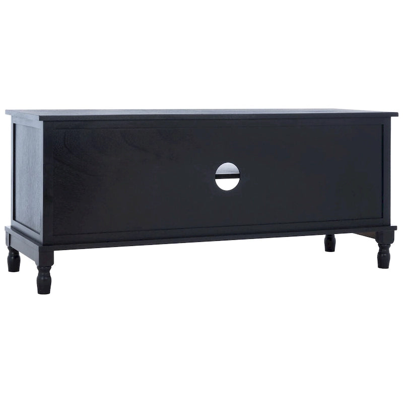2-Door 1-Shelf Media Stand with Louvered Cabinet and Open Storage