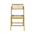 Mid-Century Hardwood Rattan Cane Folding Chair with Adjustable Back, Light Brown