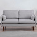 Modern Loveseat Sofa with Wood Legs, Polyester and Vegan Leather, Light Gray, Camel, Dark Green