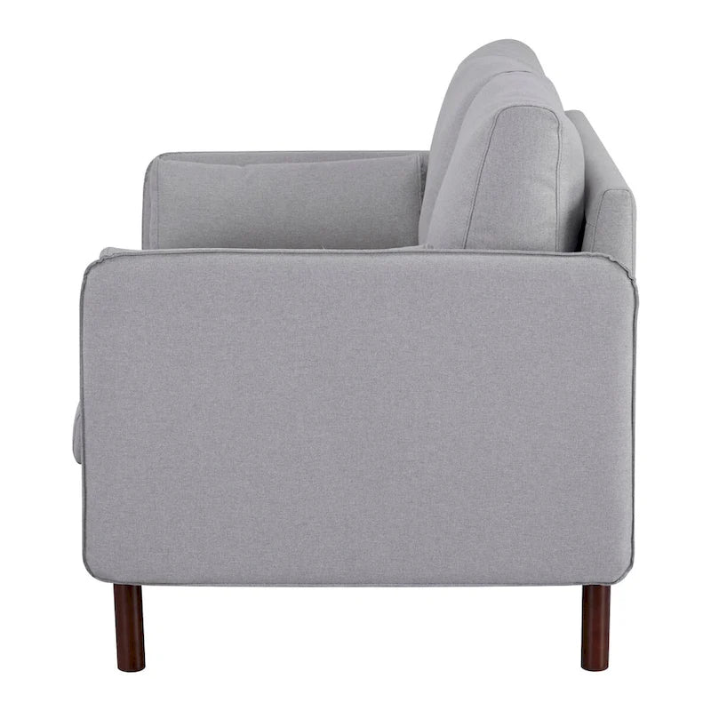 Modern Loveseat Sofa with Wood Legs, Polyester and Vegan Leather, Light Gray, Camel, Dark Green