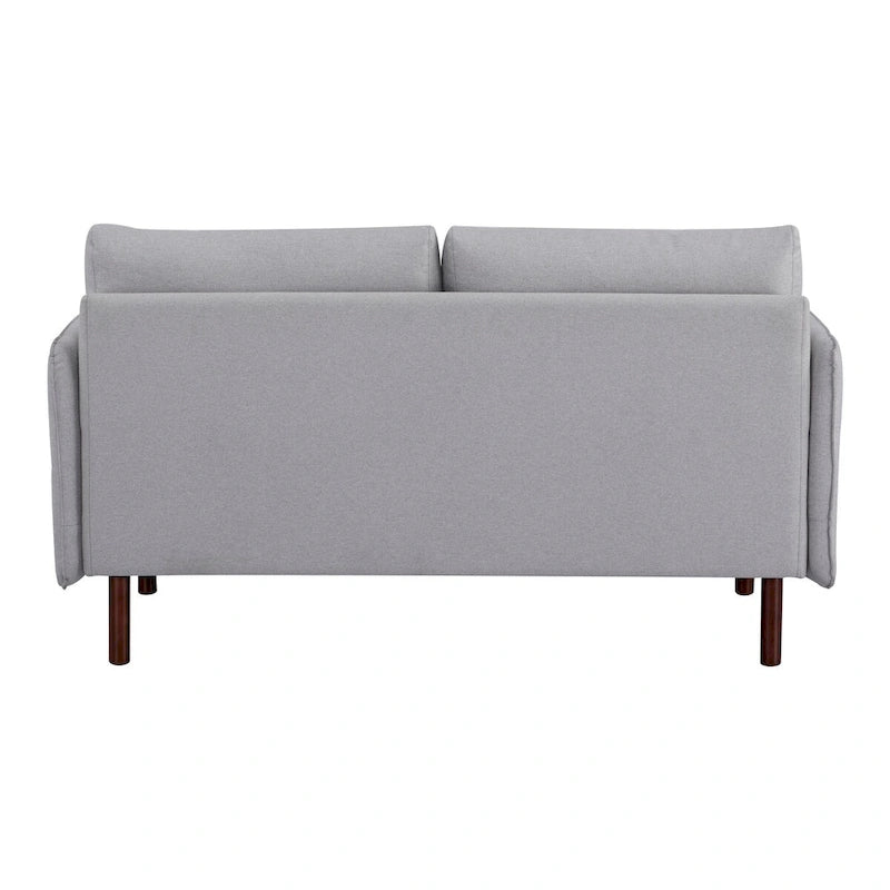 Modern Loveseat Sofa with Wood Legs, Polyester and Vegan Leather, Light Gray, Camel, Dark Green