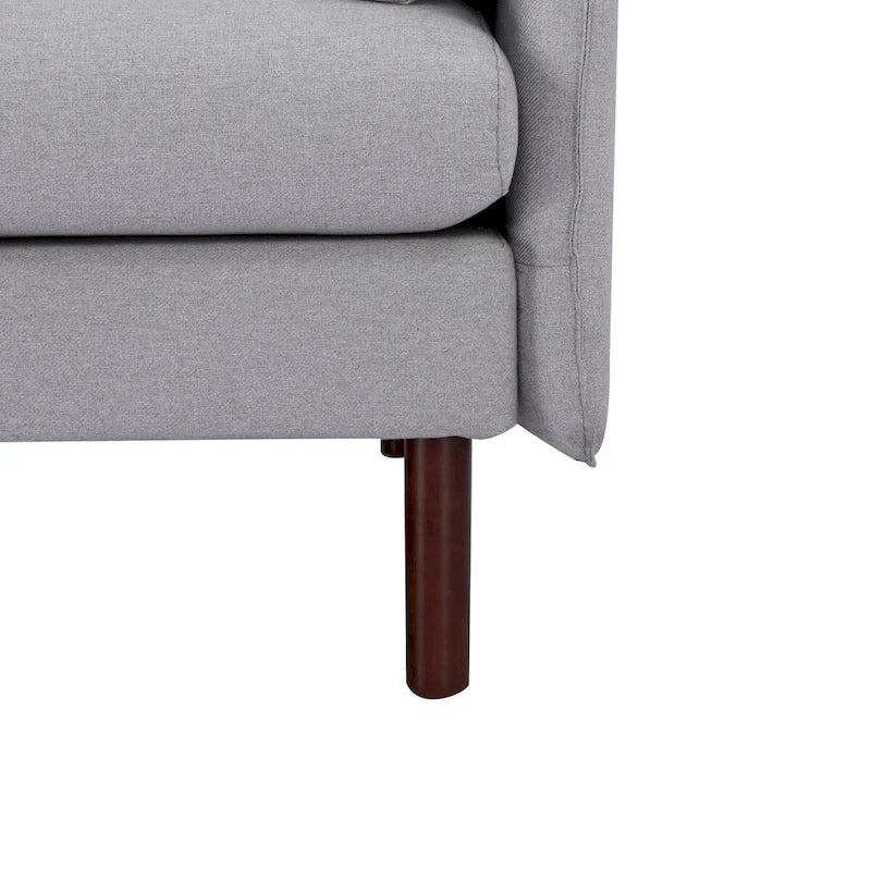Modern Loveseat Sofa with Wood Legs, Polyester and Vegan Leather, Light Gray, Camel, Dark Green
