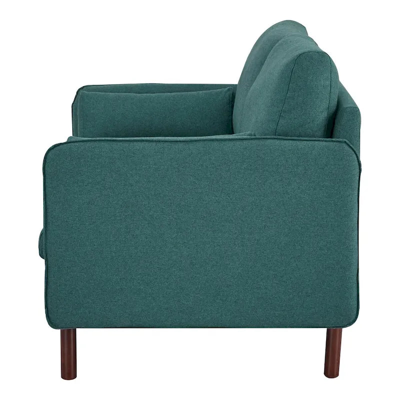 Modern Loveseat Sofa with Wood Legs, Polyester and Vegan Leather, Light Gray, Camel, Dark Green