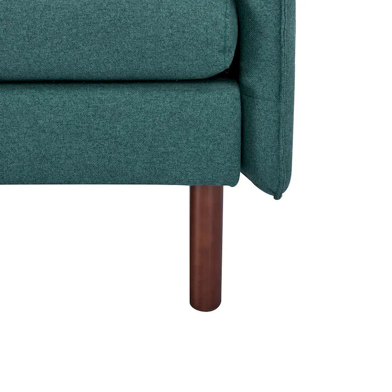 Modern Loveseat Sofa with Wood Legs, Polyester and Vegan Leather, Light Gray, Camel, Dark Green