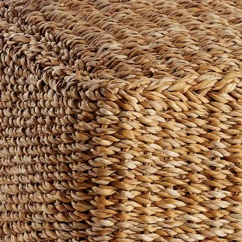 Hand-Woven Natural Seagrass Square Pouf Ottoman Natural Tan