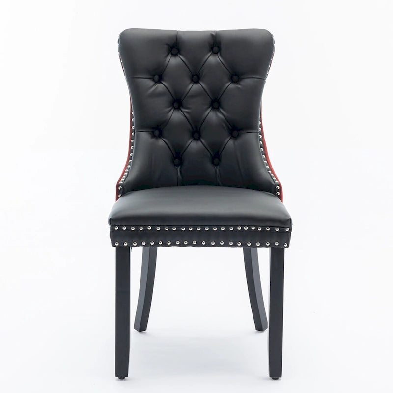Tufted Upholstered Dining Chair with Nailhead Trim Solid Wood Legs Multiple Colors
