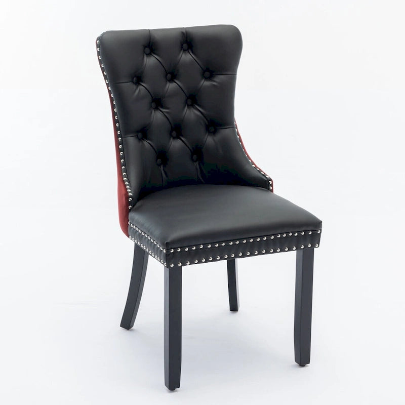 Tufted Upholstered Dining Chair with Nailhead Trim Solid Wood Legs Multiple Colors