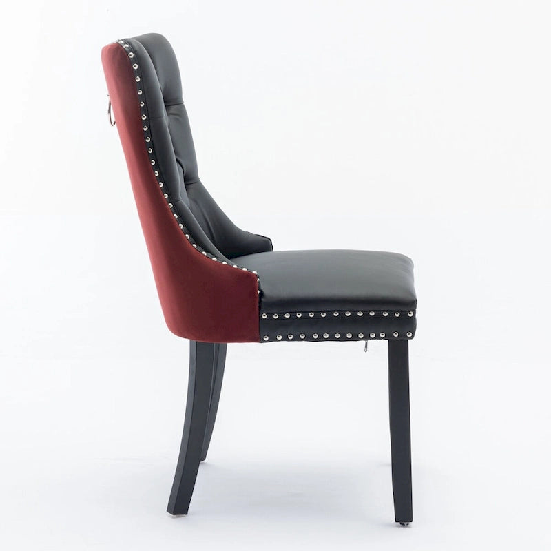 Tufted Upholstered Dining Chair with Nailhead Trim Solid Wood Legs Multiple Colors