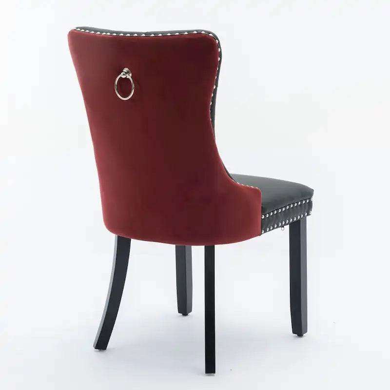 Tufted Upholstered Dining Chair with Nailhead Trim Solid Wood Legs Multiple Colors