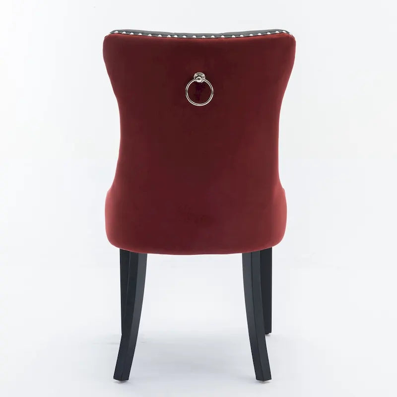 Tufted Upholstered Dining Chair with Nailhead Trim Solid Wood Legs Multiple Colors
