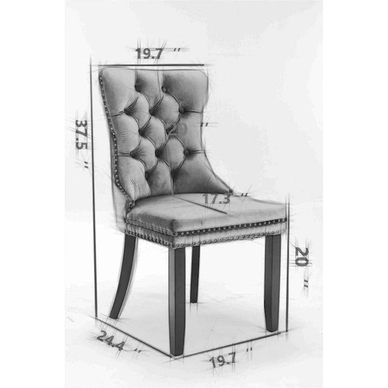Tufted Upholstered Dining Chair with Nailhead Trim Solid Wood Legs Multiple Colors