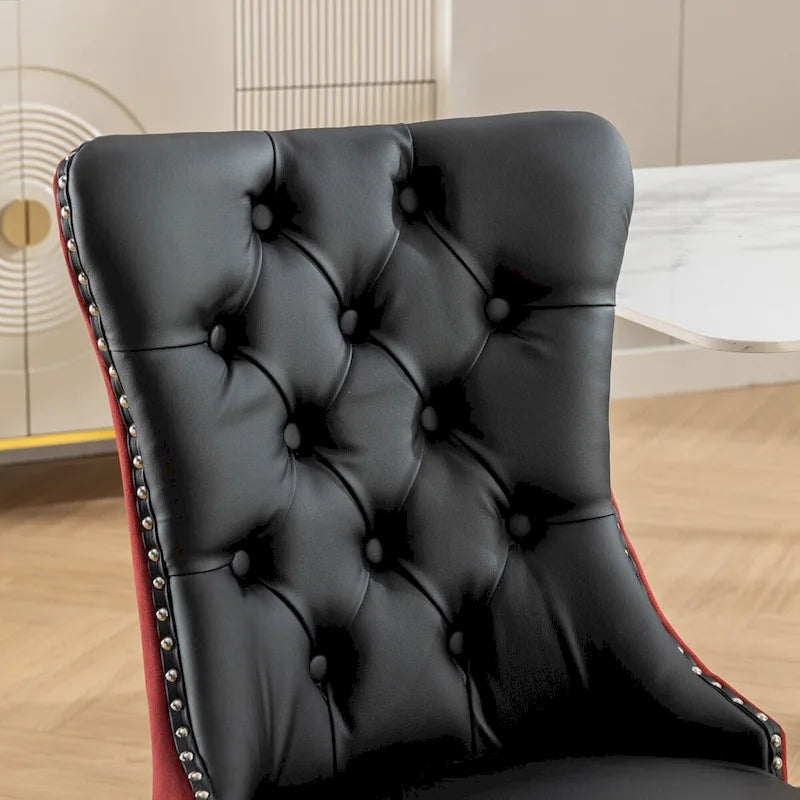 Tufted Upholstered Dining Chair with Nailhead Trim Solid Wood Legs Multiple Colors