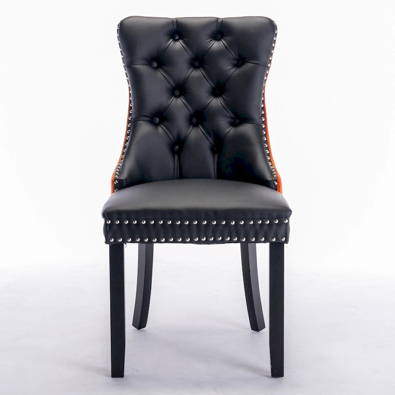 Tufted Upholstered Dining Chair with Nailhead Trim Solid Wood Legs Multiple Colors