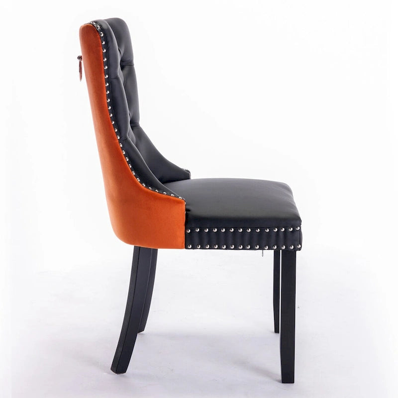 Tufted Upholstered Dining Chair with Nailhead Trim Solid Wood Legs Multiple Colors