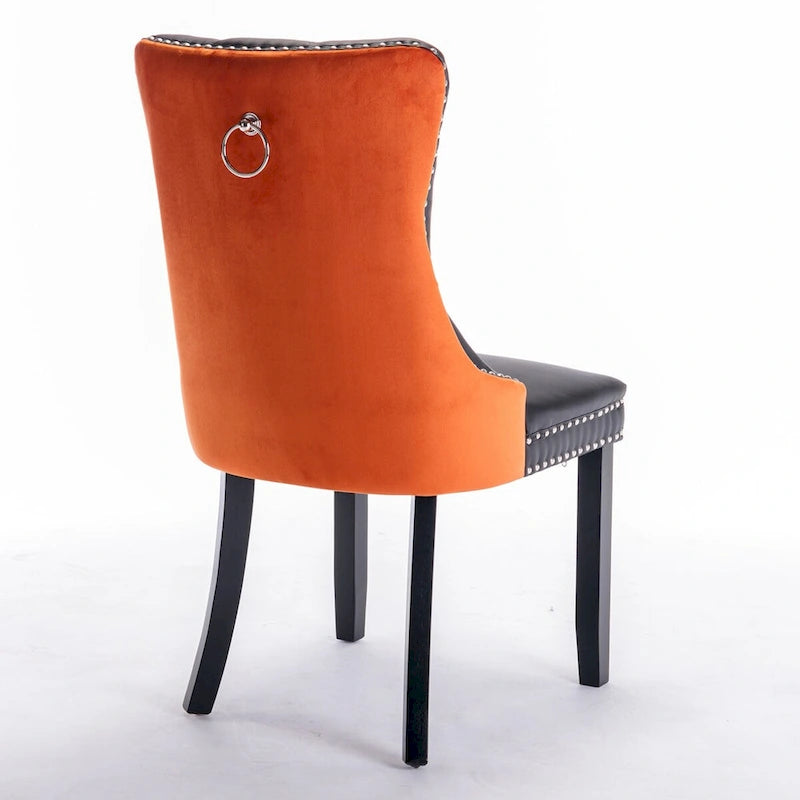 Tufted Upholstered Dining Chair with Nailhead Trim Solid Wood Legs Multiple Colors
