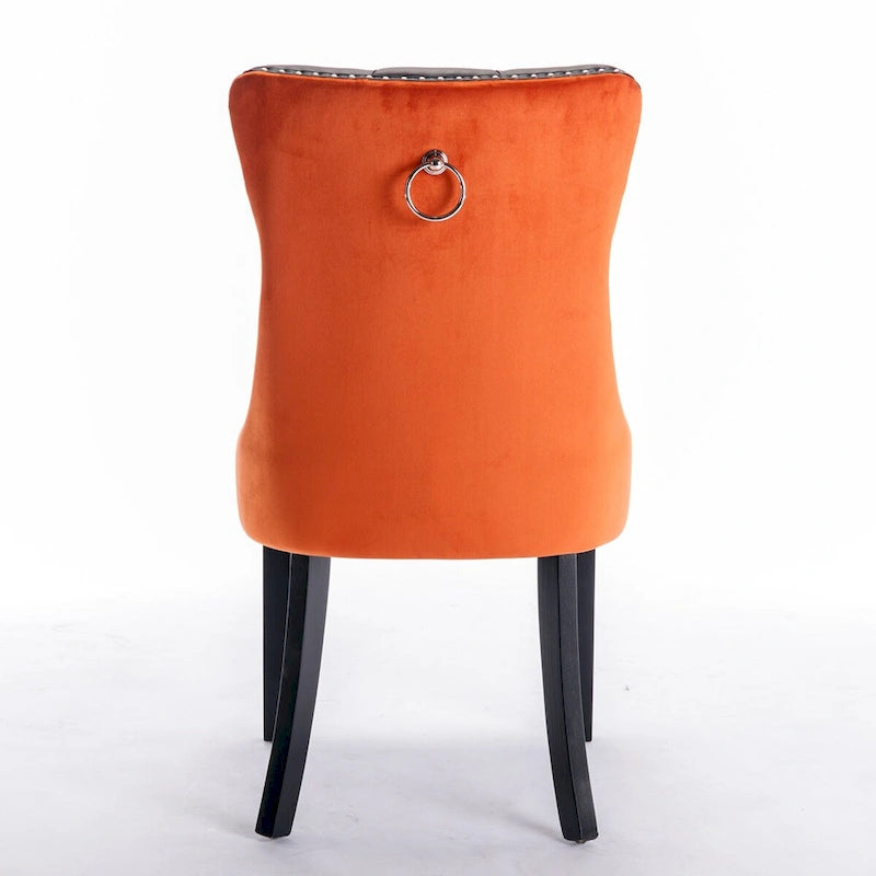 Tufted Upholstered Dining Chair with Nailhead Trim Solid Wood Legs Multiple Colors