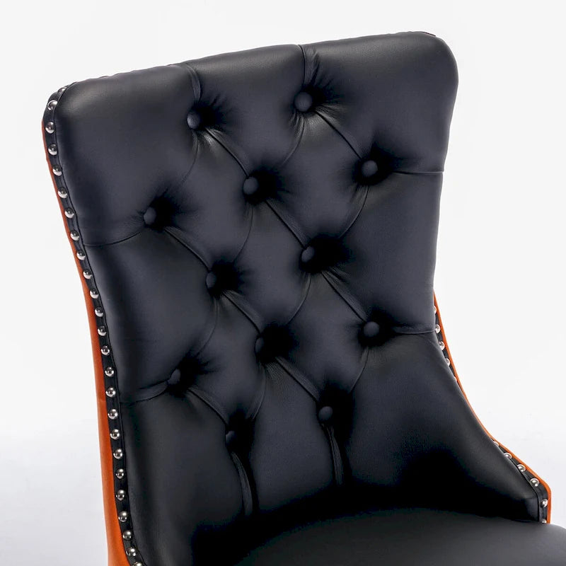 Tufted Upholstered Dining Chair with Nailhead Trim Solid Wood Legs Multiple Colors