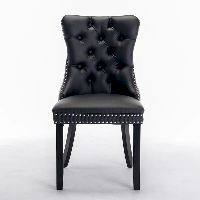 Tufted Upholstered Dining Chair with Nailhead Trim Solid Wood Legs Multiple Colors