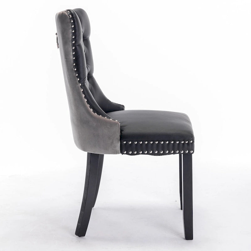 Tufted Upholstered Dining Chair with Nailhead Trim Solid Wood Legs Multiple Colors