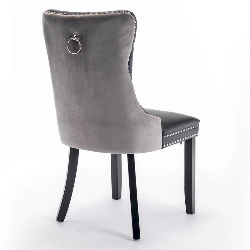 Tufted Upholstered Dining Chair with Nailhead Trim Solid Wood Legs Multiple Colors