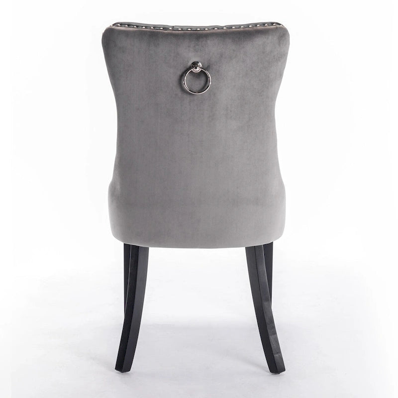 Tufted Upholstered Dining Chair with Nailhead Trim Solid Wood Legs Multiple Colors