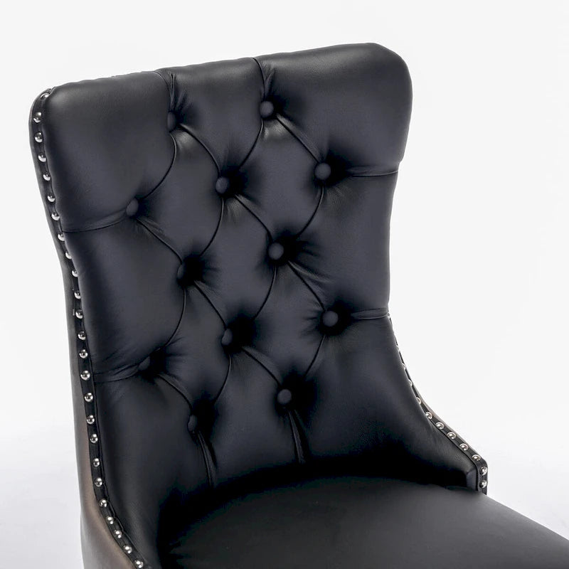Tufted Upholstered Dining Chair with Nailhead Trim Solid Wood Legs Multiple Colors