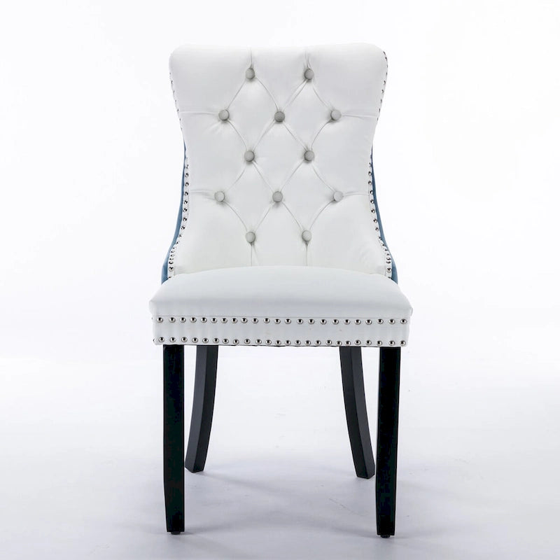 Tufted Upholstered Dining Chair with Nailhead Trim Solid Wood Legs Multiple Colors