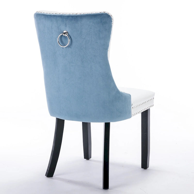 Tufted Upholstered Dining Chair with Nailhead Trim Solid Wood Legs Multiple Colors