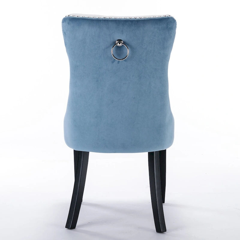 Tufted Upholstered Dining Chair with Nailhead Trim Solid Wood Legs Multiple Colors