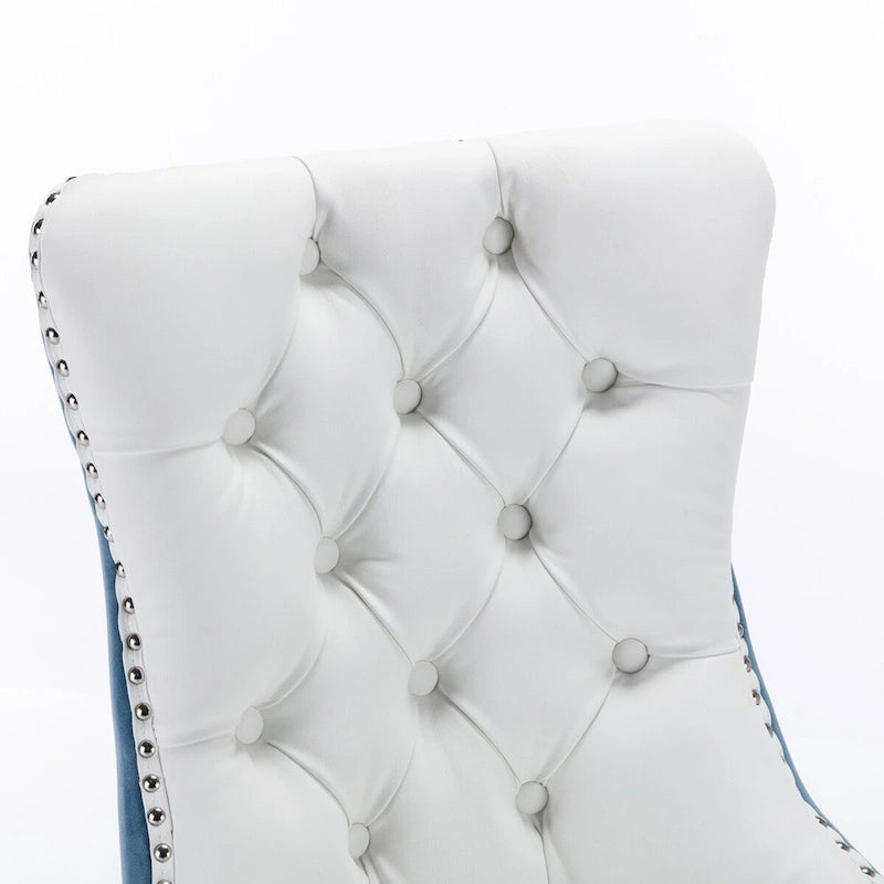 Tufted Upholstered Dining Chair with Nailhead Trim Solid Wood Legs Multiple Colors