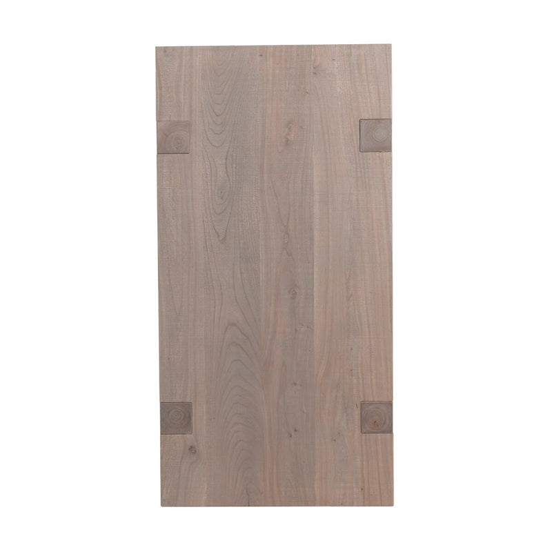 Rustic Gray Elm Wood Coffee Table with Sled Design Legs