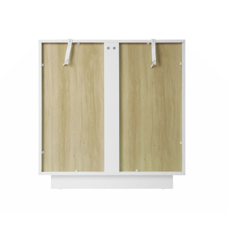 Modern White Storage Cabinet with Arched Transparent Doors and Gold Handles