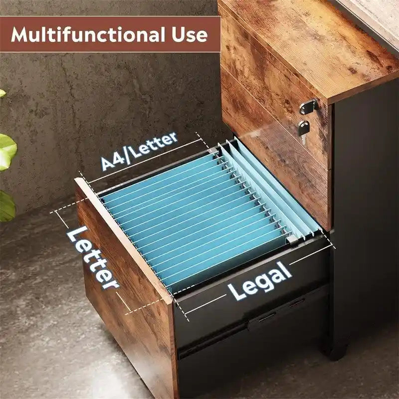 Rolling 3-Drawer Mobile File Cabinet with Lock and Wheels