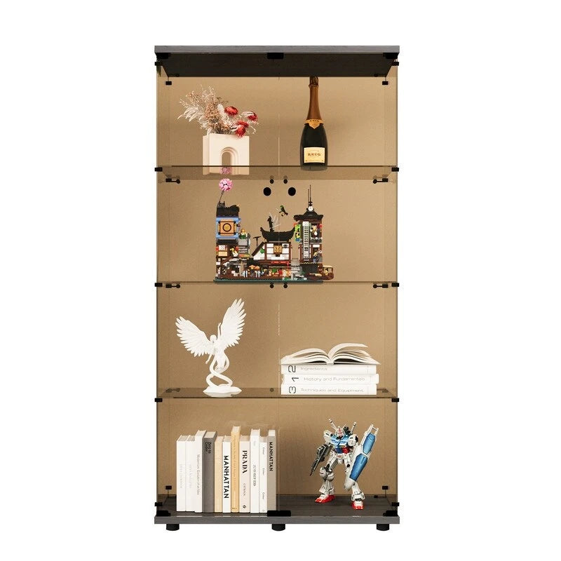 Tawny 4 Shelves Glass Display Cabinet, Floor Standing Curio Bookshelf for Living Room, Office,Cloakroom