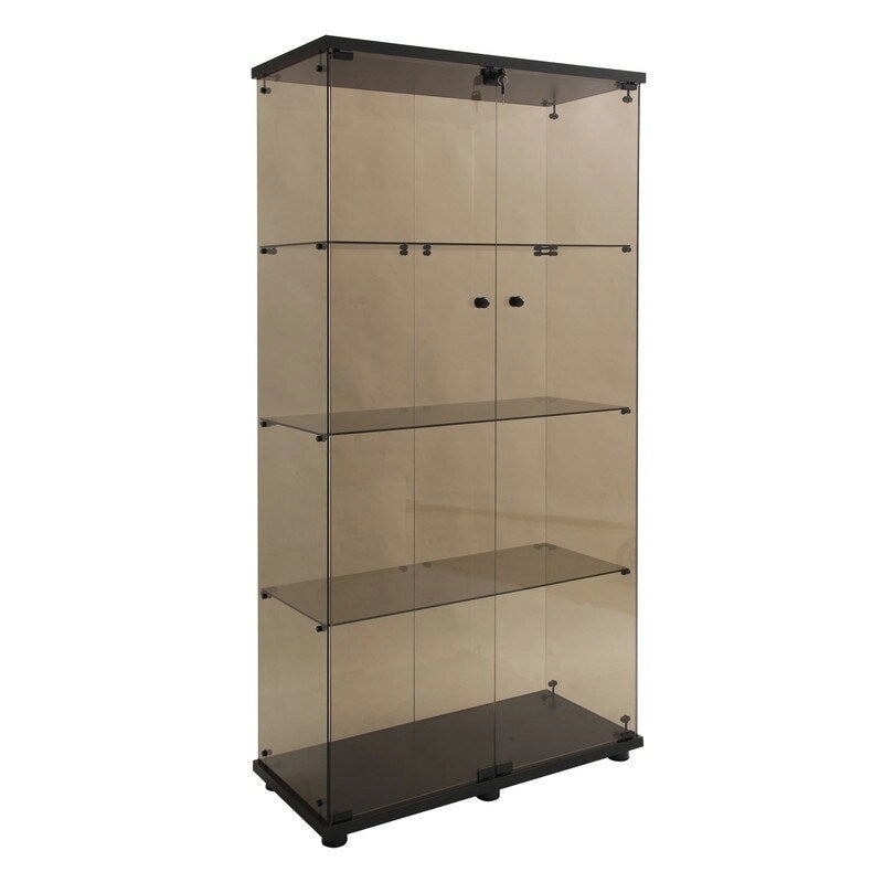 Tawny 4 Shelves Glass Display Cabinet, Floor Standing Curio Bookshelf for Living Room, Office,Cloakroom