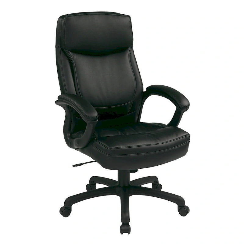 High-Back Eco Leather Executive Office Chair with Padded Arms and Lumbar Support